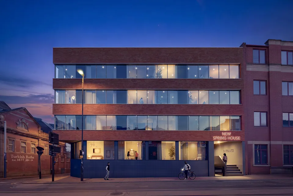New Spring House, Sheffield: evening view