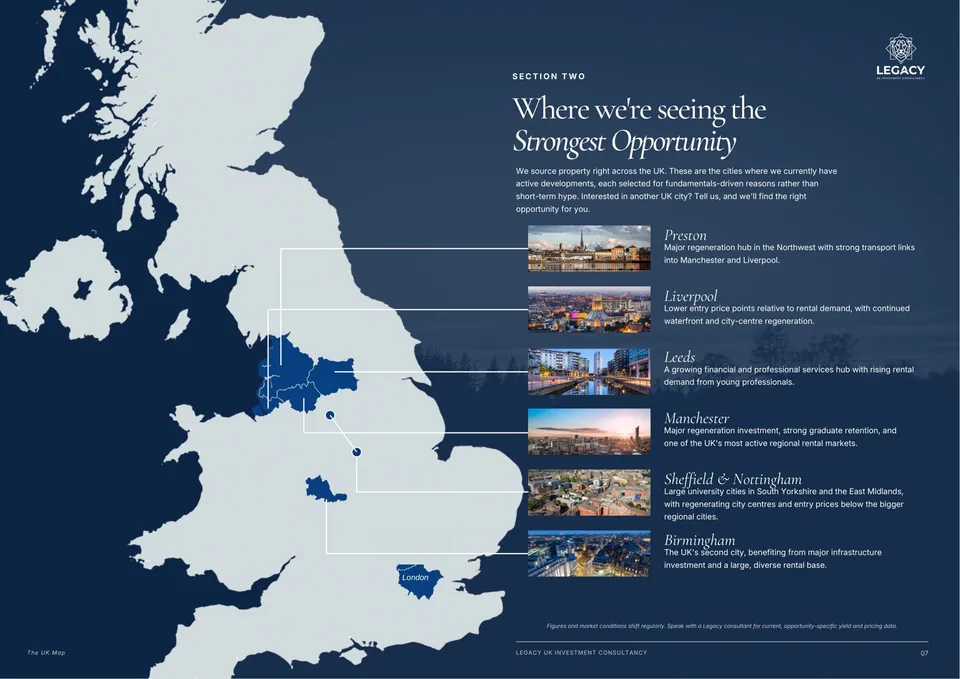 Guide pages: where we're seeing the strongest opportunity, with a UK map