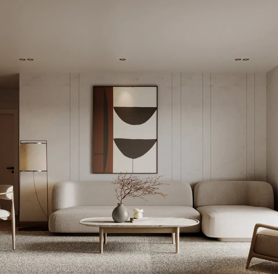 One-bedroom apartment: living area